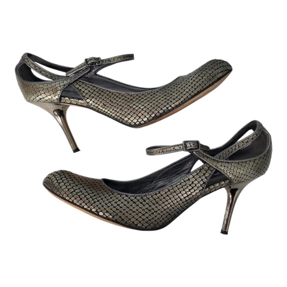 Via Spiga Snake Embossed Metallic Leather Career Pumps 3" Heels Shoes 7M